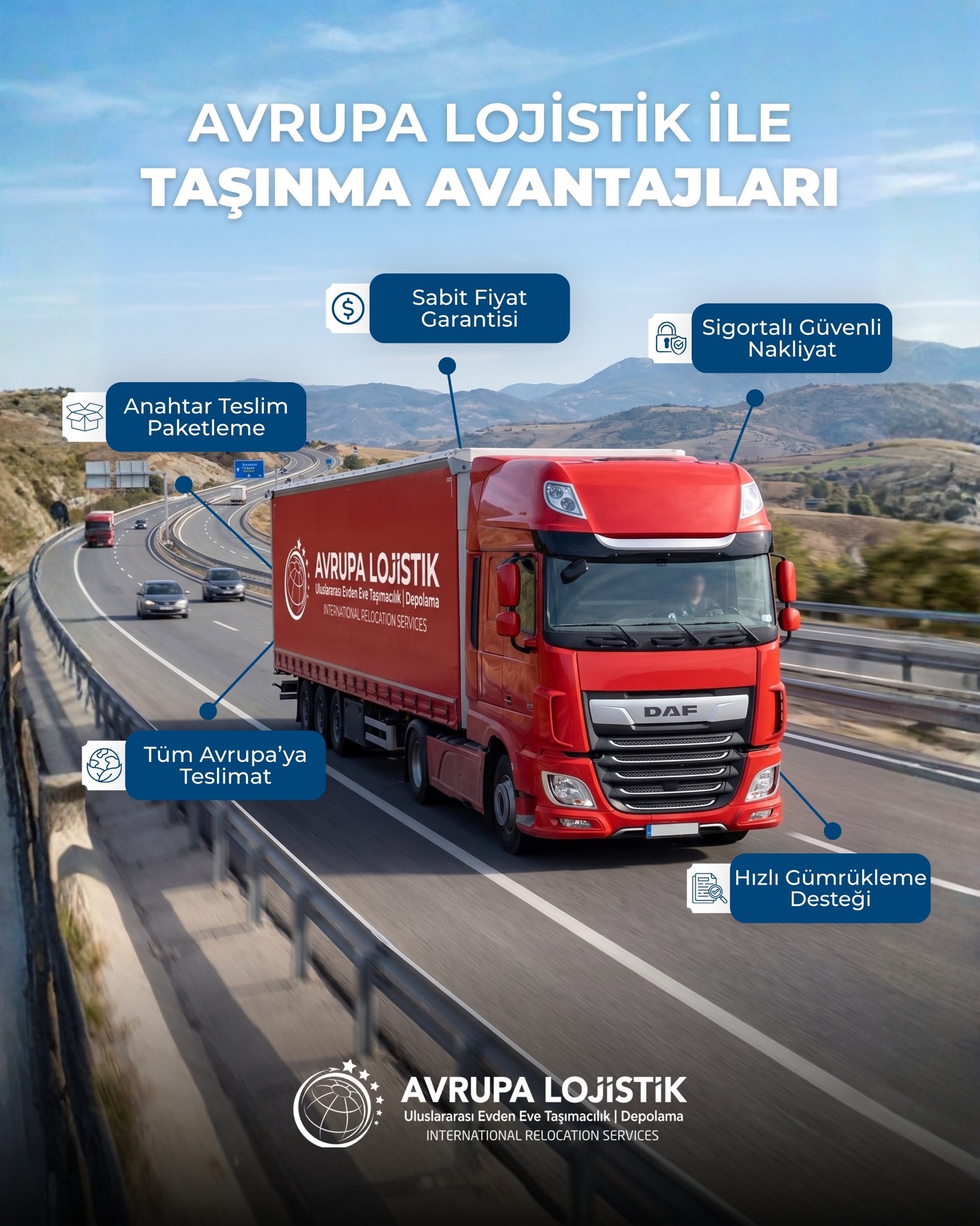 Avrupa yolunda taşınmak hiç bu kadar kolay olmamıştı! 🚛✨

Evden eve taşımacılıkta sadece eşyalarınızı değil, huzurunuzu da taşıyoruz. Avrupa Lojistik olarak sunduğumuz ayrıcalıklarla taşınma stresine son veriyoruz:

✅ Sabit Fiyat Garantisi: Sürpriz maliyetlerle karşılaşmazsınız.
✅ Sigortalı Nakliyat: Eşyalarınız bize emanet, tam güvence altında.
✅ Anahtar Teslim Paketleme: Siz kahvenizi yudumlarken biz her şeyi paketleyelim.
✅ Hızlı Gümrükleme: Sınırları profesyonel desteğimizle hızlıca aşın.

Avrupa’nın her noktasına güvenle ulaşmak için yanınızdayız. Detaylı bilgi ve randevu için DM üzerinden bize ulaşabilirsiniz! 📩

#avrupalojistik #uluslararasıtaşımacılık #almanyayaesyatasima #ingiltereyeesyatasima #hollandayaesyatasima