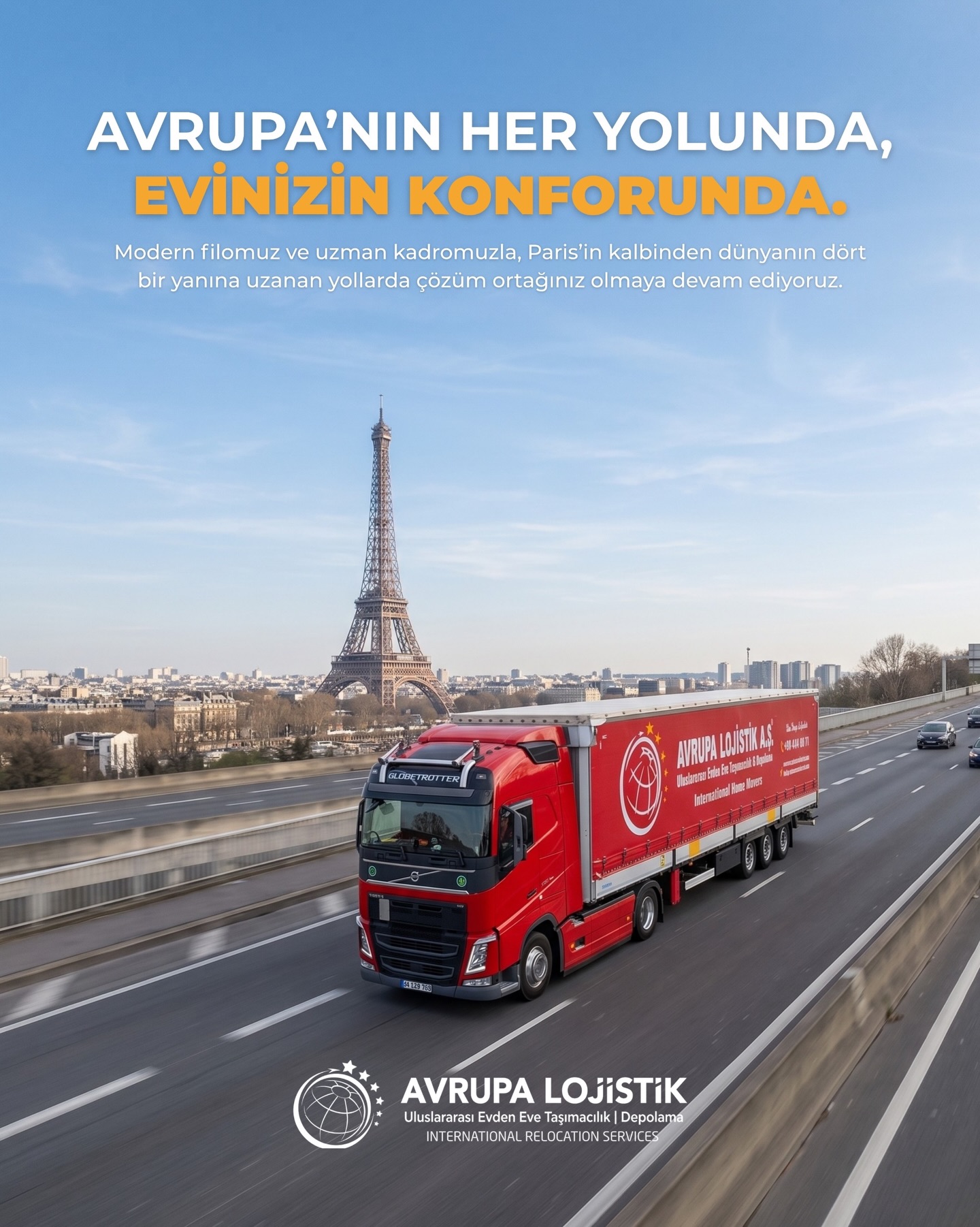 Avrupa’nın her yolunda, evinizin konforunda! 🚛✨Sınırlar değişse de hizmet kalitemiz hiç değişmiyor. Avrupa Lojistik olarak, Paris’in kalbinden dünyanın dört bir yanına uzanan yollarda, eşyalarınızı büyük bir titizlikle taşıyoruz. Modern filomuz ve uzman ekibimizle, uluslararası evden eve taşımacılık süreçlerini sizin için zahmetsiz hale getiriyoruz.Yeni bir başlangıca giden yolda çözüm ortağınız olmaya devam ediyoruz. 🌍💼#AvrupaLojistik #UluslararasıTaşımacılık #EvdenEveNakliyat #Lojistik #LojistikÇözümleri